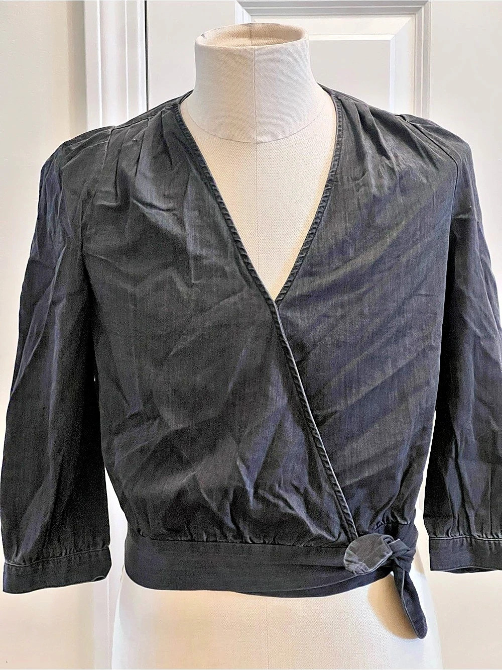 Madewell Cropped Wrap Jacket in Black Size Small NWT